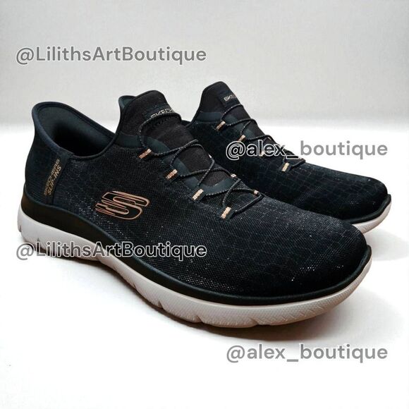 Skechers Slip-In Summits Black Slip-on Memory Foam Sneakers(F030)-Size 9 Women - Picture 3 of 11